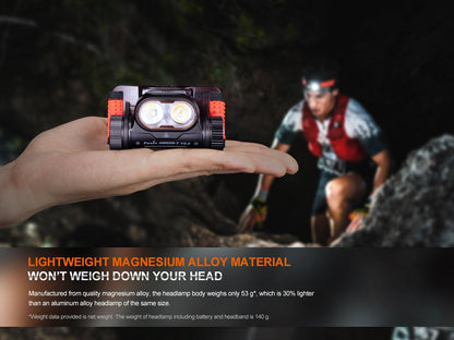 Fenix HM65R-T V2.0 Leichte Magnesium-Stirnlampe für Trailrunning, Skitouren 1600 Lumen